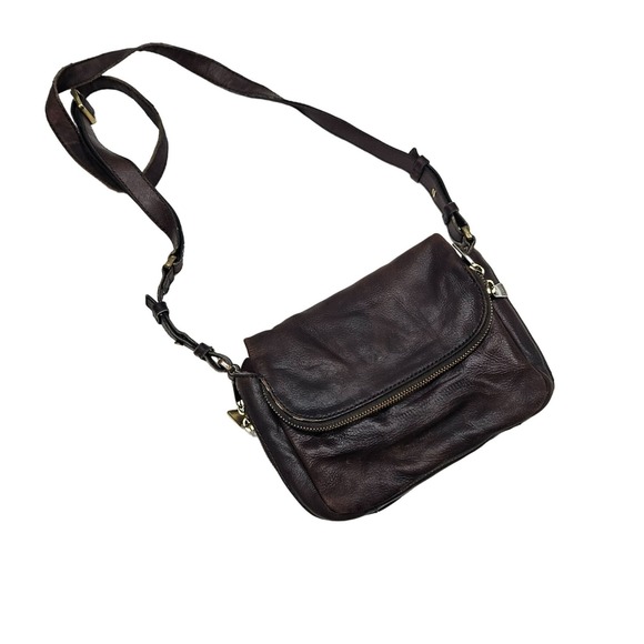 Vintage Fossil Brown Leather Crossbody Bag With Adjustable Strap‎ Brass Hardware - Picture 1 of 15